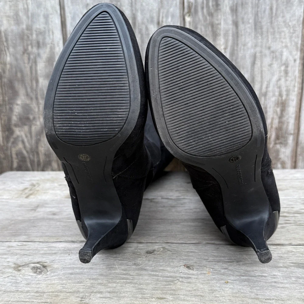 Liz Claiborne Eldridge Black Suede Knee High Boots Size 6